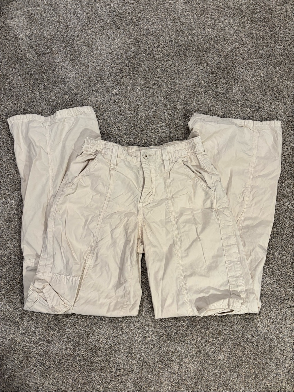 BDG Y2K Women’s Beige Cotton Twill Cargo Pants Elastic Waist Wide Leg Small Fall